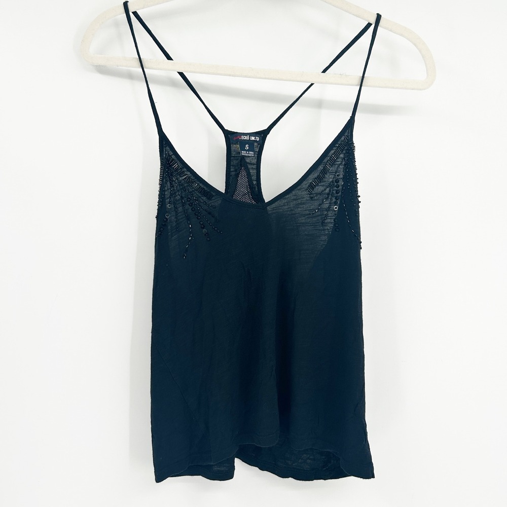 Ecko Womens Y2K Beaded Whimsigoth Dark Fairy‎ Embellished Cami Tank Top Size S